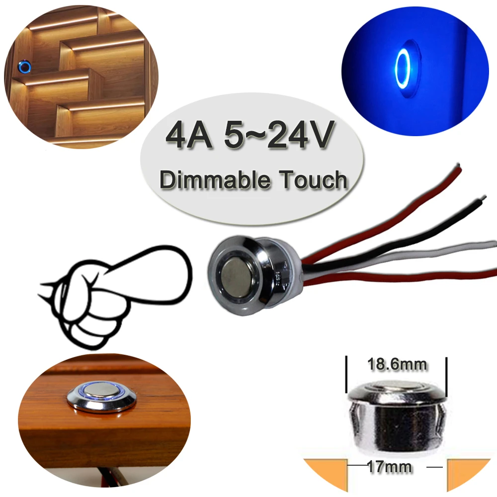 Touch Schalter Sensor Detektor Schalter für LEDStrip DC 5-24V 3A Light Dimmer WR