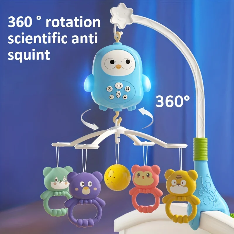 Baby Toys 360&deg; Musical Baby Crib Mobile Rotating Night Light Bed Bell Toy Four Speed Timming Hanging Infant Newborn Rattle Bedside Gift