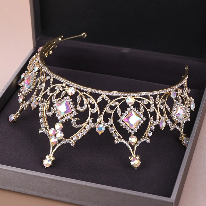 Fashion Wedding Hair Accessories Bridal Headdress Baroque Colored Rhinestone Crystal Crown Party Prom Queen Jewelry Crown Gift - 6