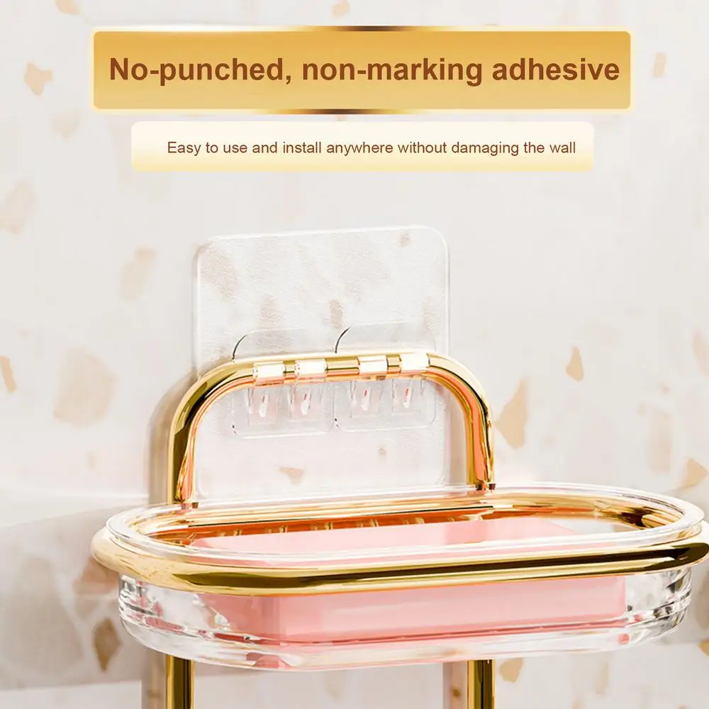 Description Picture 3 of itemAdhesive Wall Mount Soap Holder Drilling-free Soap Dish With Efficient Drainage Soap Saver For Home Bathroom shower Soap Tray