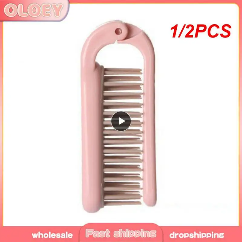 1/2PCS Foldable Hair Tooth Comb Thickening Portable Travel Soft Brush Head Anti-Static Fine Tooth Comb Hair Styling Accessories