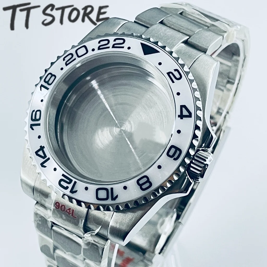 Silver 40mm Watch with Ceramic Bezel and Sapphire Case
