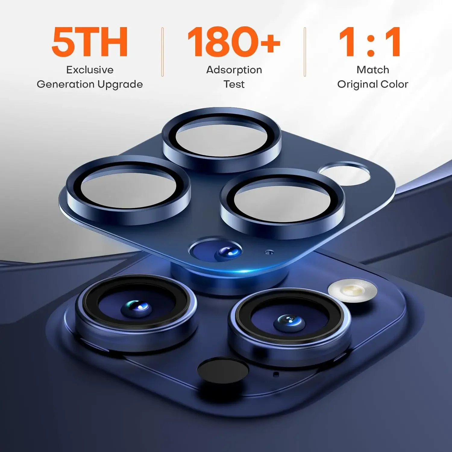 Blue Titanium Tempered Glass Camera Lens Protector Cover