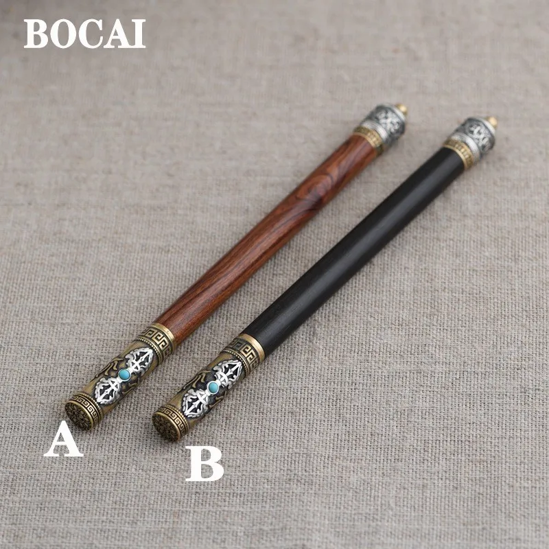 BOCAIS925SilverInlaidCopperRetroCanTurnTheSixCharacterMantra