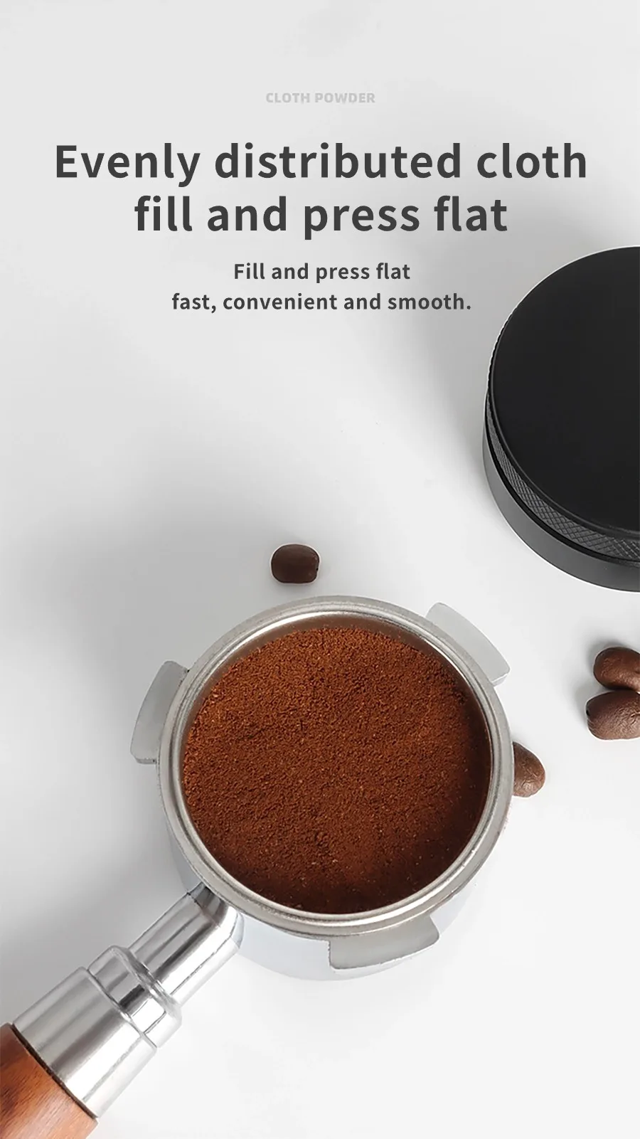Kaffee verteiler Espresso-Verteilungs werkzeug/Richt maschine 3 abgewinkelte Hänge verstellbarer Handflächen stampfer für 51/53/58mm Sieb träger – Detail 5