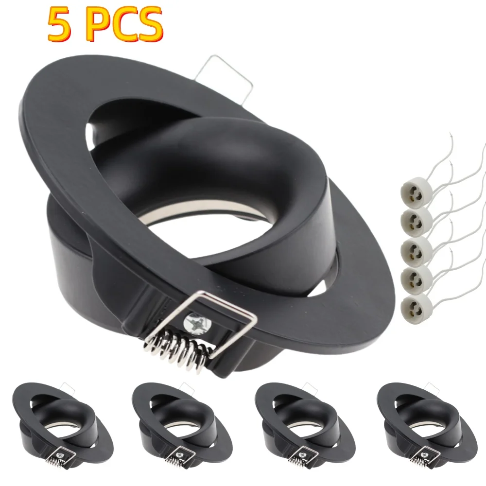 5 Pcs Led Downlight Round Square Recessed Ceiling Spot Lamp Frame with GU10 holder Spotlight Fitting Fixture for Balcony