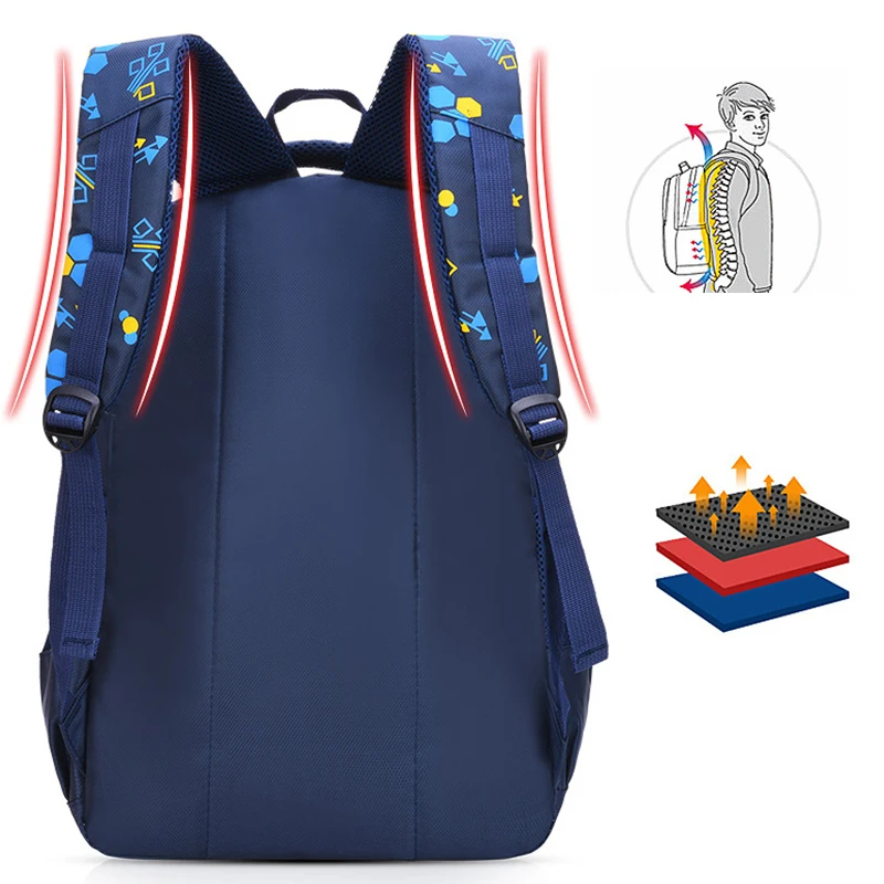OYIXINGER 2024 Student Bags For Primary School Boys' And Girl's Backpack Durable Nylon Text Stripe Pattern Children's Schoolbag
