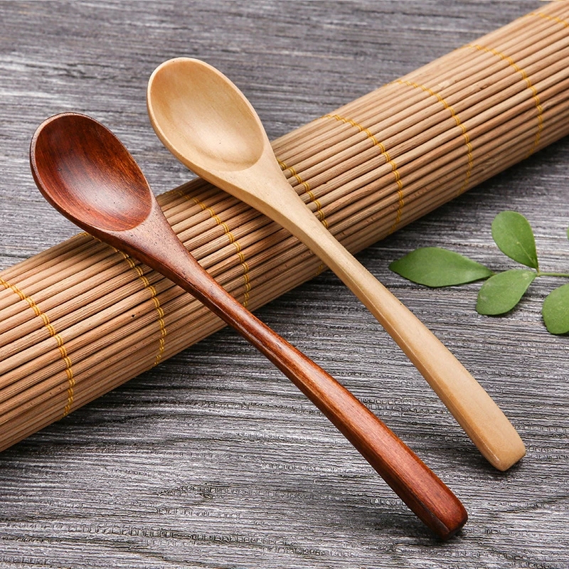 Description Picture 4 of item1PC Wooden Spoon Children Cute Small Soup Spoons Kitchen Spice Condiment Spoon Coffee Sugar Teaspoons Kids Scoops Home Tableware