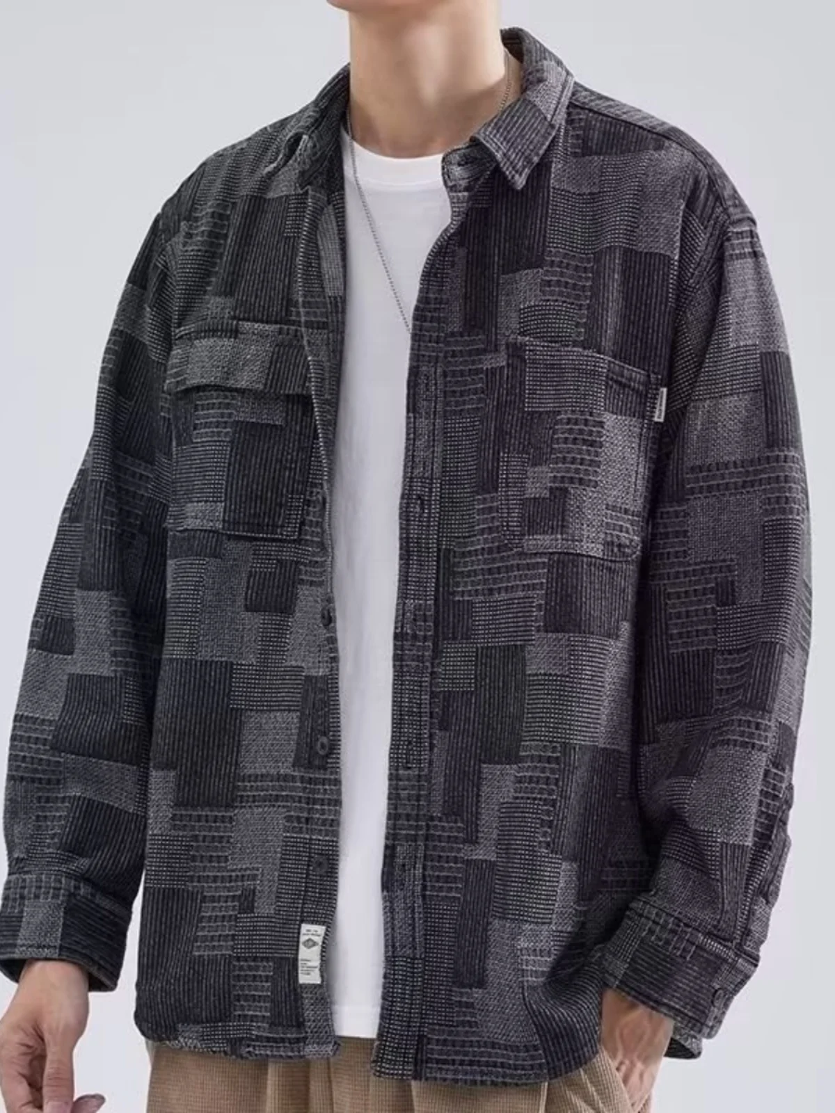 Loose Casual Long Sve Workwear irt Men's Denim irt Thin Outerwear Stand Fit Autumn Wear Resistant Worn in Sle