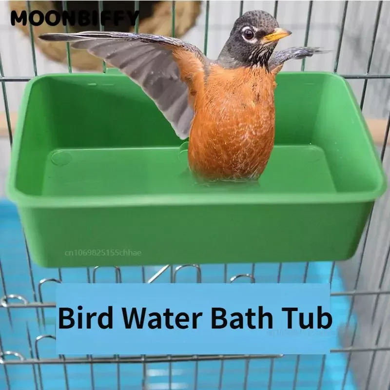 Bird Bath Basin Bird Water Bath Tub Pet Bird Bowl Parrots Parakeet Birdbath Cage Hanging Small Parrot Cage Pet Food Tray Accessories