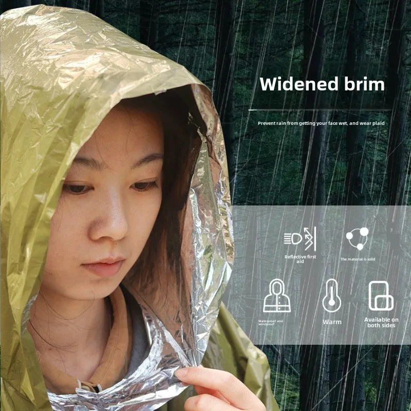 Outdoor Portable First Aid Raincoat Long Thickened Reflective Windproof Hiking Multifunctional Raincoat Rain Poncho