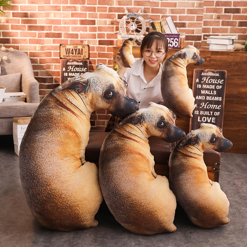 

3D Lifelike Animal Cute Bend Dog Printed Throw Pillow Funny Dog Head Cosplay Children Favorite Toy Cushion for Home