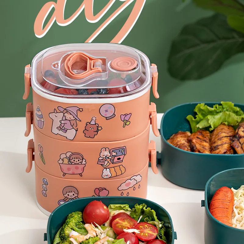 Stackable Lunch Box Bear Shape Leak Proof Bento Box Portable Lunch