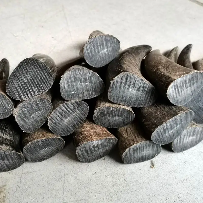 Natural Black Buffalo Horn Pointed Full Solid Raw Material DIY Handicrafts Carving Stamp Knife Handle Hand String Buddha Bead