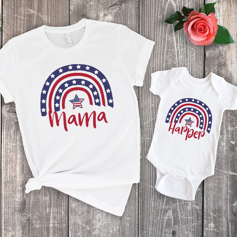 

Personalized 4th of July Baby Shirt Rainbow Mama American Flag Shirt 4th of July Gift Patriotic Rainbow Tee Memorial Day Shirt m