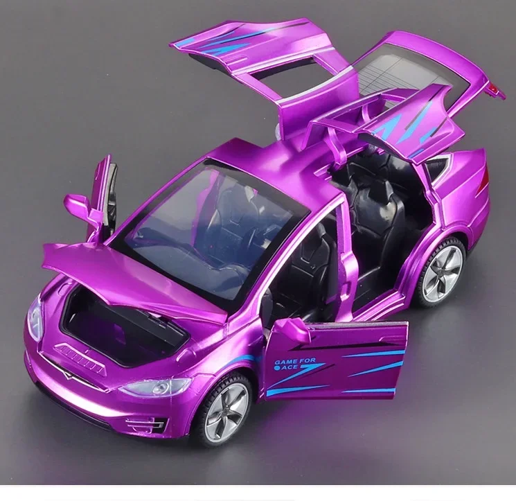 2023 metal 1:32 Tesla MODEL X Alloy Car Model Diecasts & Toy Vehicles Kid Children Christmas Gifts Boy Toy soung and led light 5