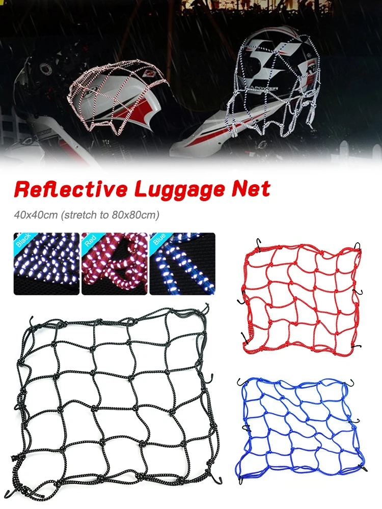 

Reflective Moto Helmet Mesh Net Motorcycle Luggage Net Protective For Rear Bicycle Bag Basket Bike Motorcycle Helmet Equipments
