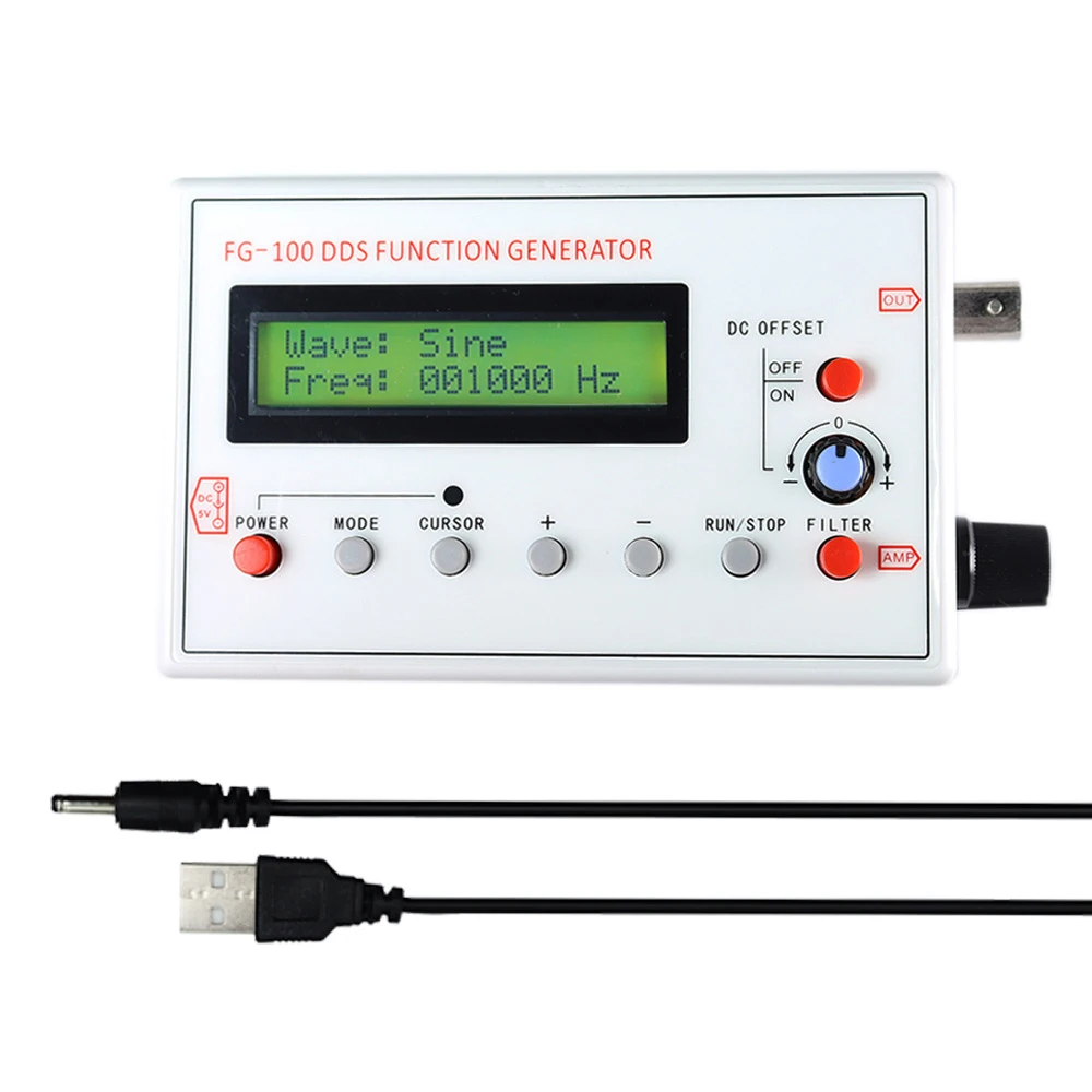 Enhanced DDS Function Signal Generator, 1Hz-500kHz, Multi-Waveform Output, USB Powered Frequency Tester