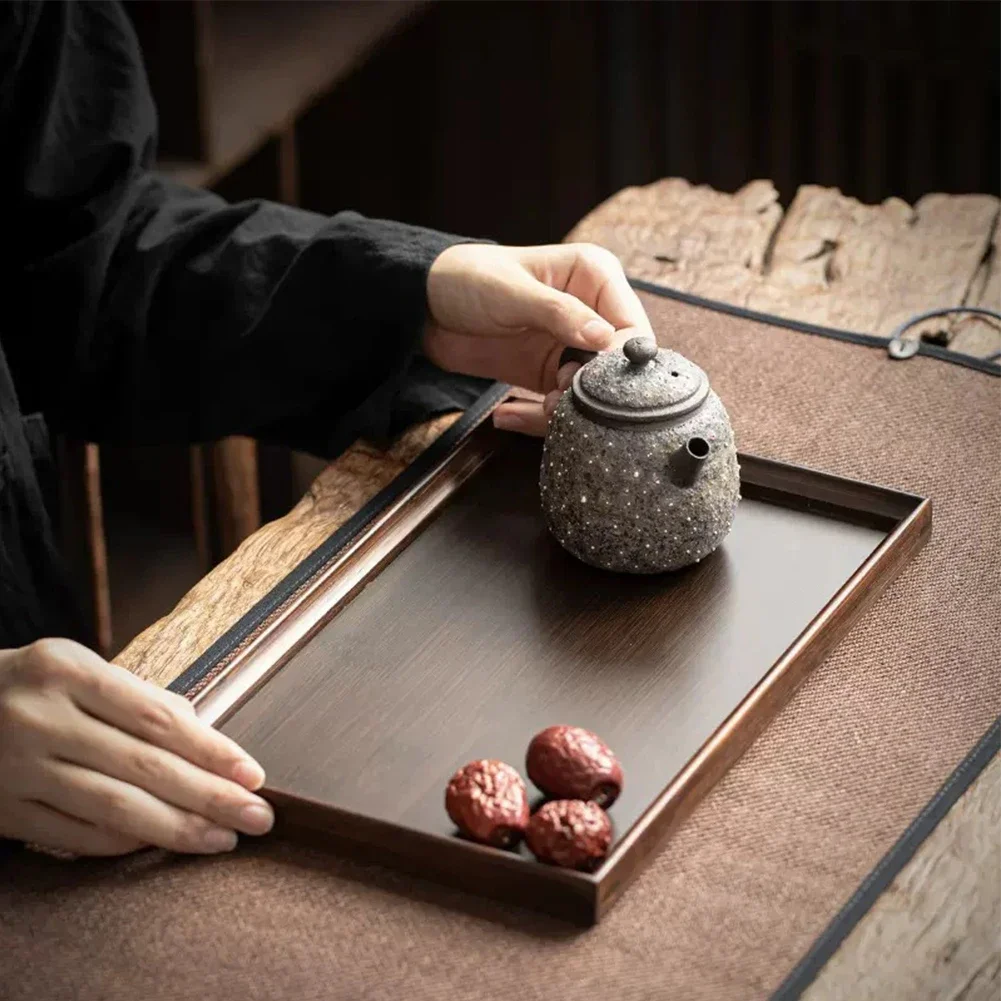 Wooden Bamboo Serving Tray Rectangular Tableware Food Tray For Kitchen Dinners Party Water Cup Fruit Food Bread Sundries