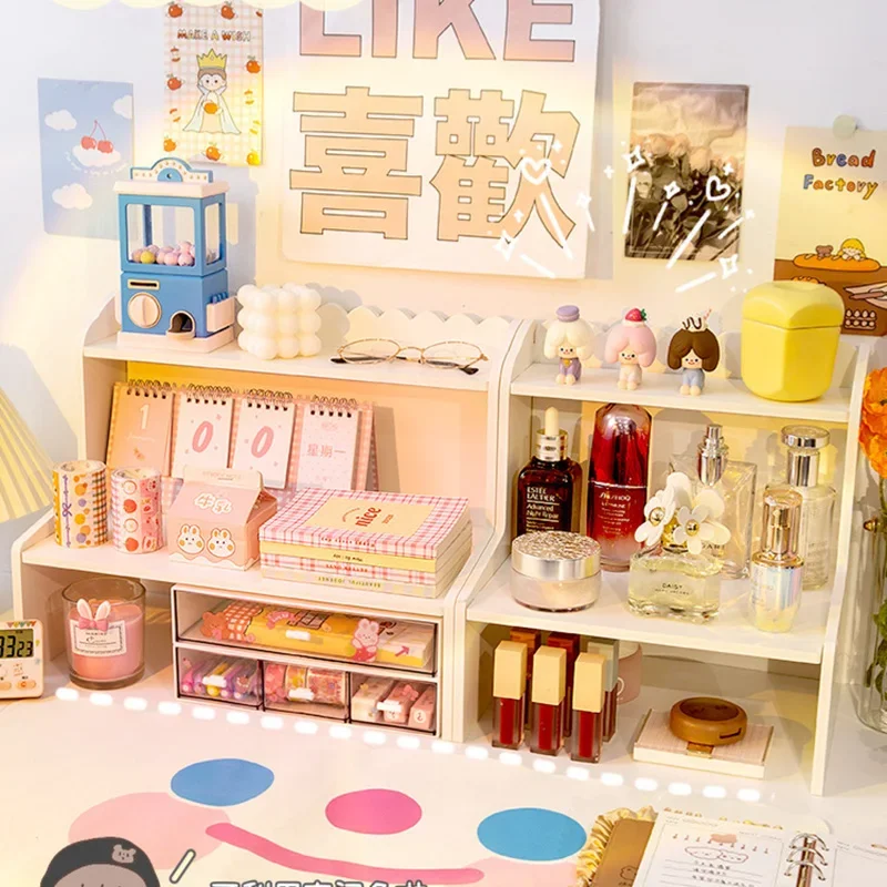 Storage Racks Desktop Storage Rack Ins Student Dormitory Cosmetic Elevated Stationery Box Office Organizer File Tray Desk Accessories
