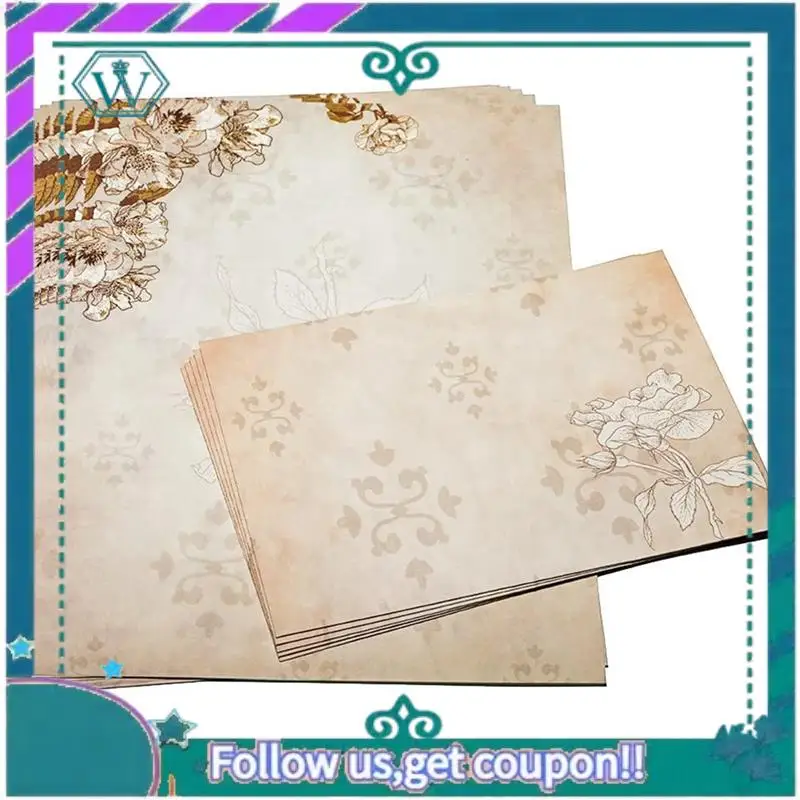 A75Q-60Pcs 빈티지 문구 꽃 필기 용지 일치하는 봉투 세트, 필기 편지, 다양한 색상