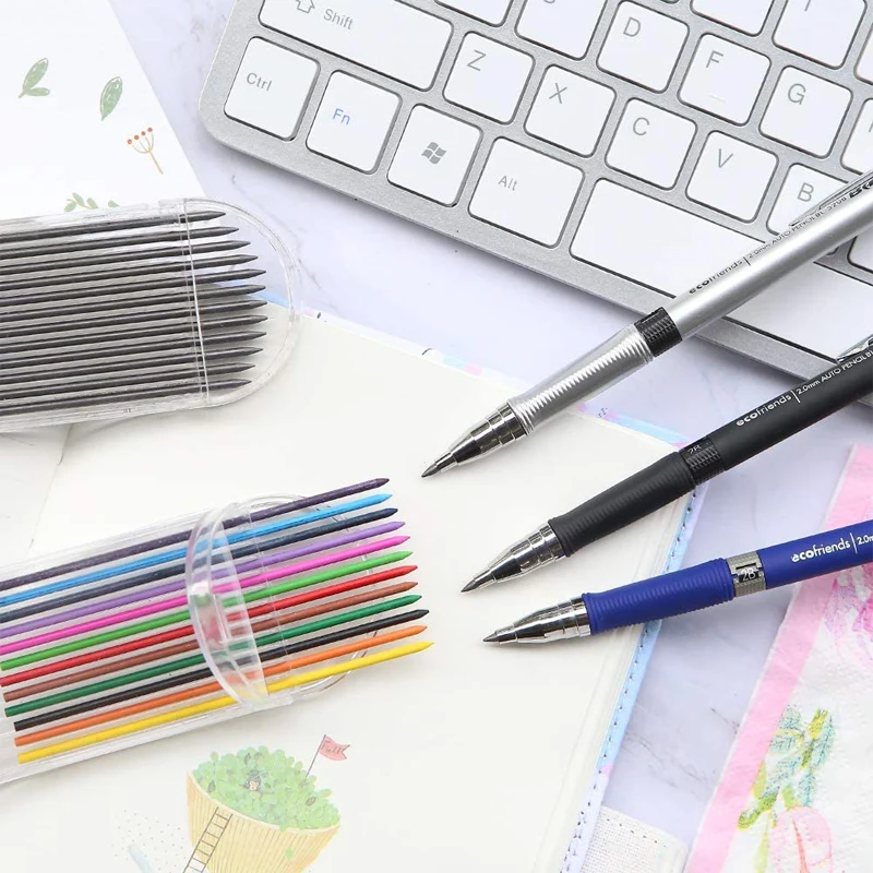 2.0MM Mechanical Pencil Set 2B Automatic Pencils Lápices with Color/black Lead Core for Art Sketch Write Handicraft 5