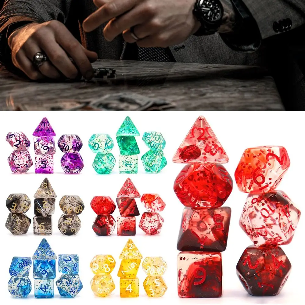7Pcs/set Multifaceted Digital Dice Set Acrylic Table Game Opaque Polyhedral Dices for DND Dice Tabletop Role-Playing Game