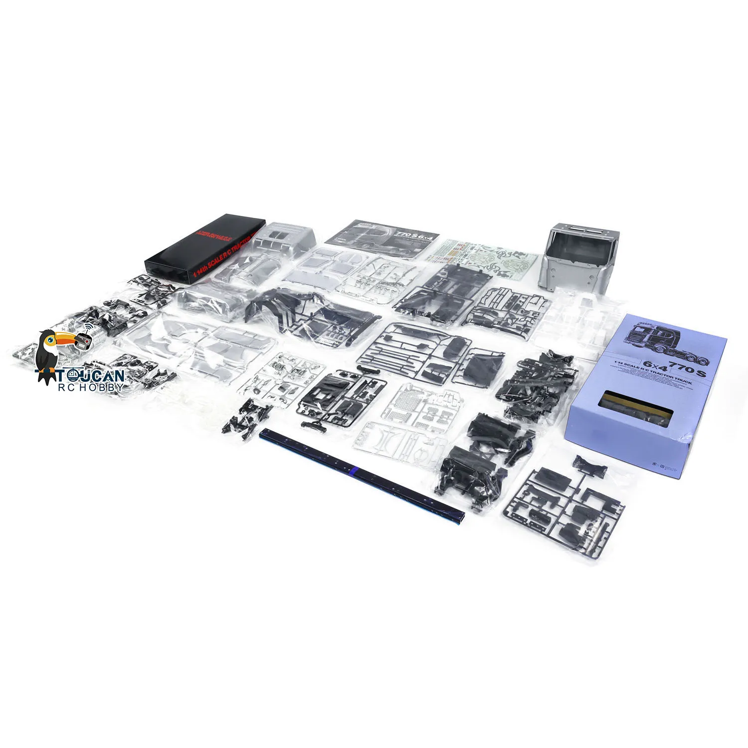 6X4 1/14 770S RC Tractor Truck 56373 Silver 3-speed Remote Control Painted Car Motor Model Kit Vehicle Toys for Boys 6
