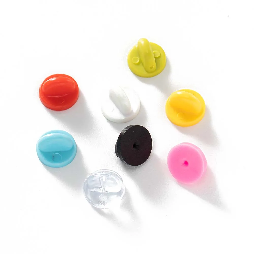 50 Stück Sicherheitsbrosche aus Gummi ​ Pins Zurück Knopf Schnalle Verschlüsse Keepers Für Basis Schlösser Schmuck Zubehör Uniform Abzeichen Ersatz – Detail 3