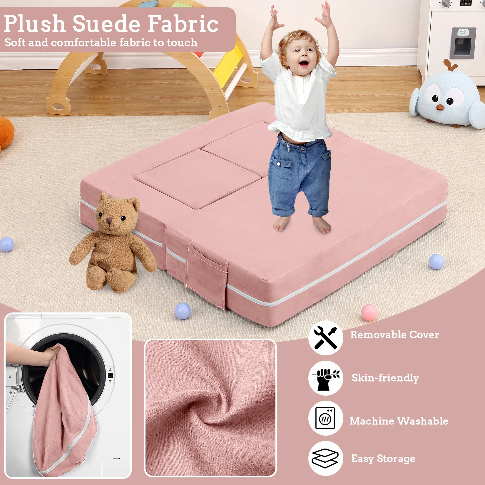 3 Pcs Modular Toddler Couch,Toddler Couch Kids Sofa for Playing,Creativity,Child Chair Sofa Bedroom and Playroom for Playroom 5