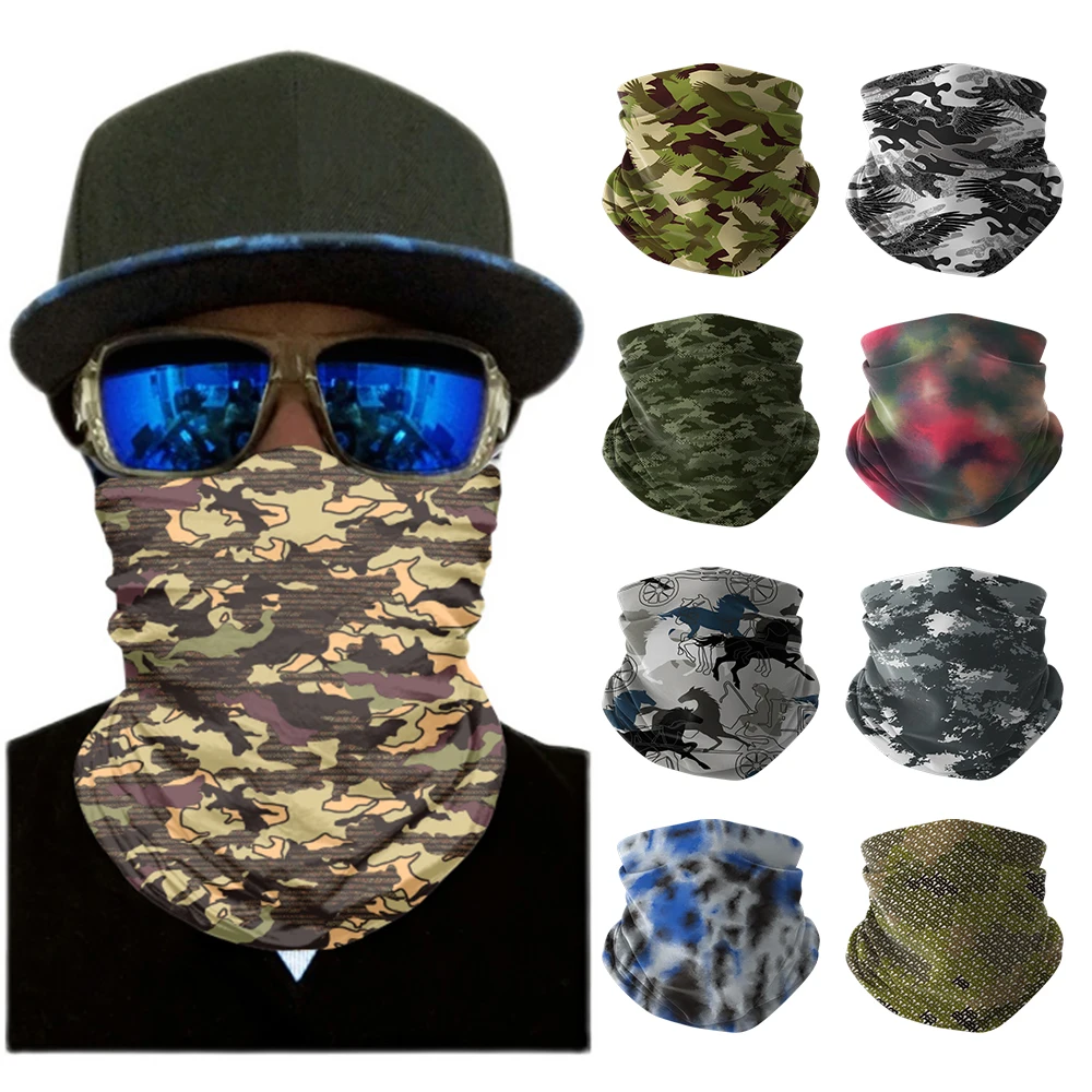 Camouflage Print Men Women Tactical Hiking Scarf UV Face Neck Turban Magic Bandanas Motorcycle Outdoor Cycling Scarves Headband