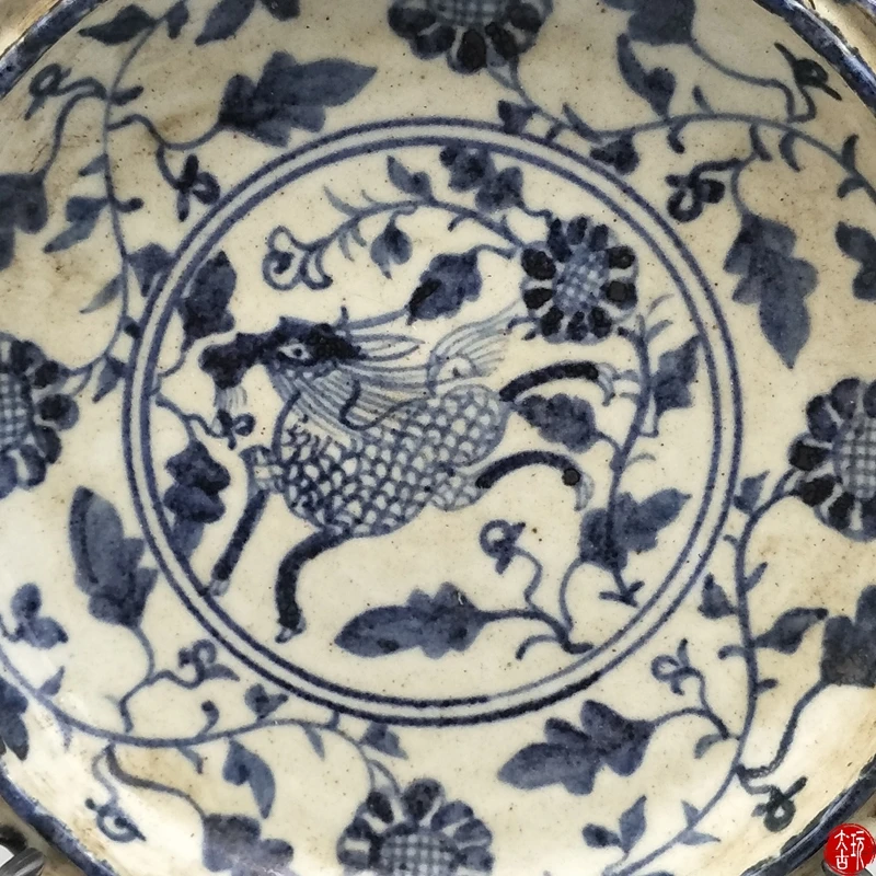 Ancient Jingdezhen Porcelain Blue and White Porcelain Kirintu Porcelain Plate Living Room 2