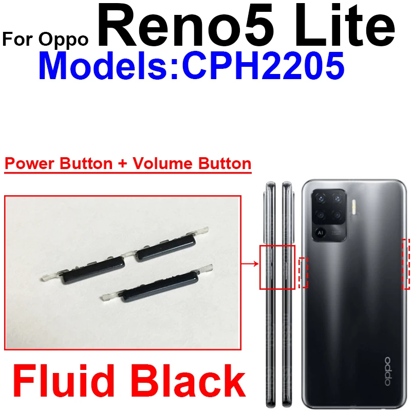 Bouton Volume Et Power Pour Oppo Reno6 5G (CPH2251) - Noir - Compatible - Neuf