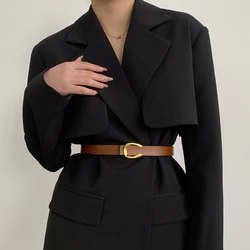 Elegant Women's Black Leather Belt - High - End Fashion Accessory - 105CM (Light brown)