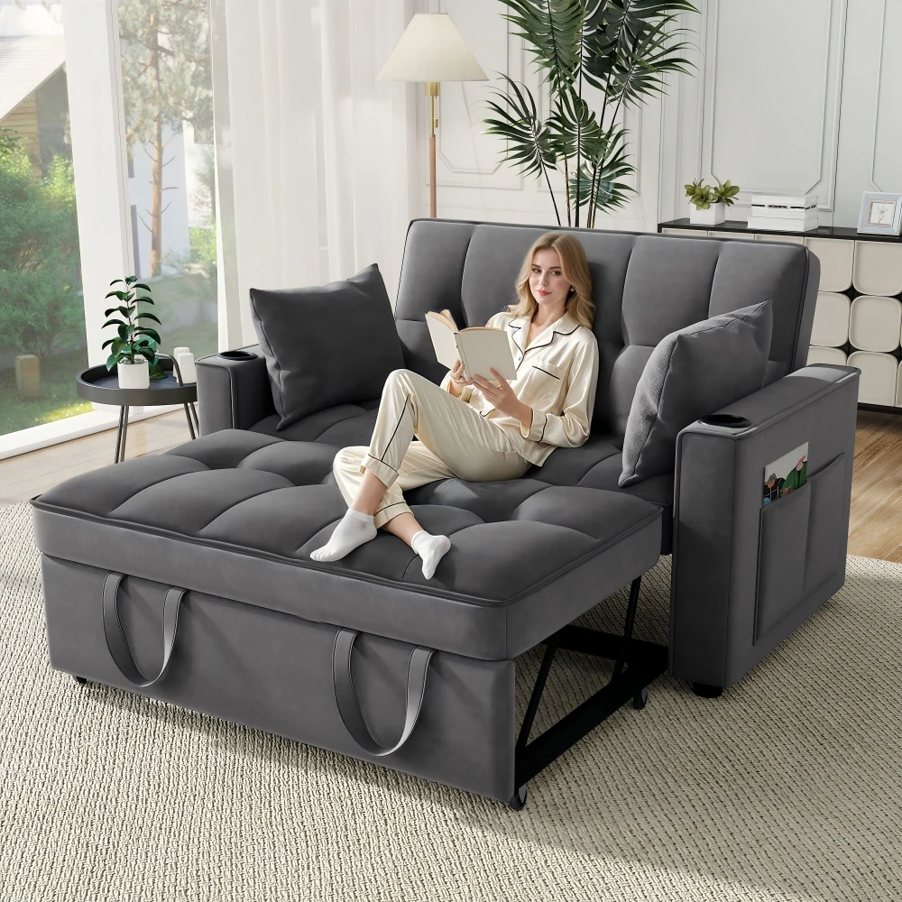PINGGO Multifunktionales Klappsofa mit Getränkehalter und Kissen, geeignet für Wohnzimmer, Schlafzimmer, Heimkino, Apartment. – Detail 19