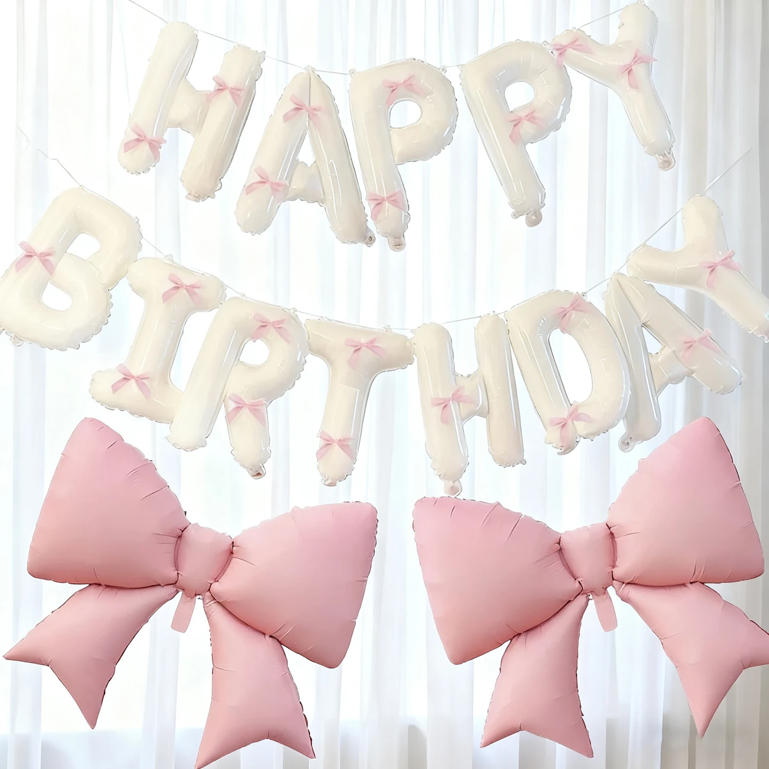 White Happy Birthday Banner Balloon
