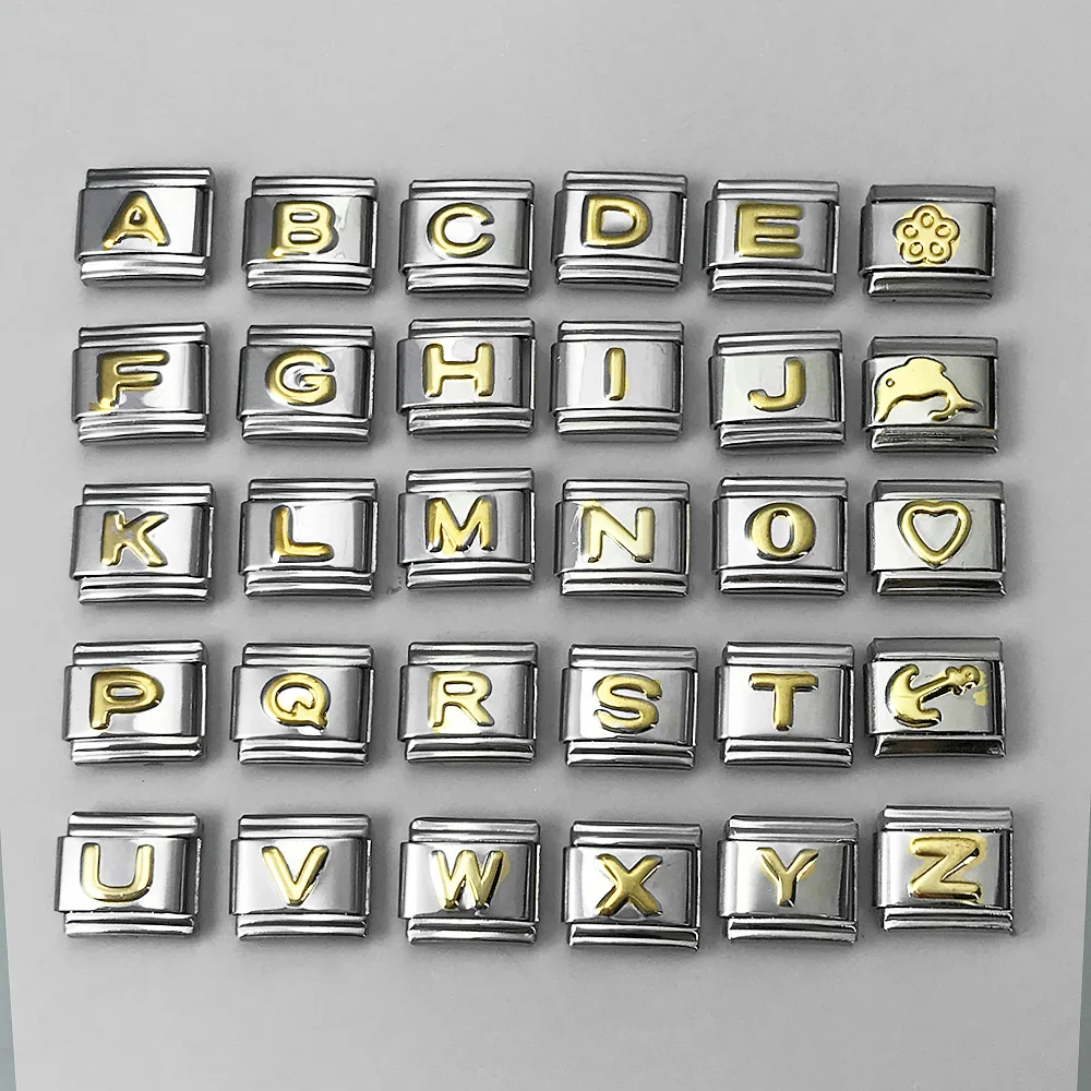 1pc Trendy Italian Charms Bracelet 26 English A-Z Letter Name Custom DIY Jewelry Making Gift Hand Bangle Chain Jewellry