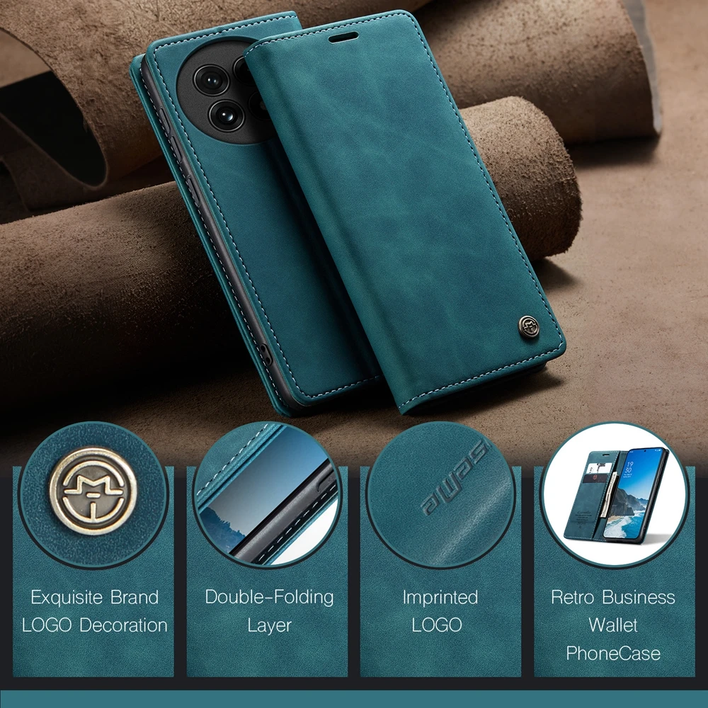 Vintage Leather Flip Wallet Case with Kickstand - Shockproof Anti-Fall Phone Cover with Card and Cash Pocket