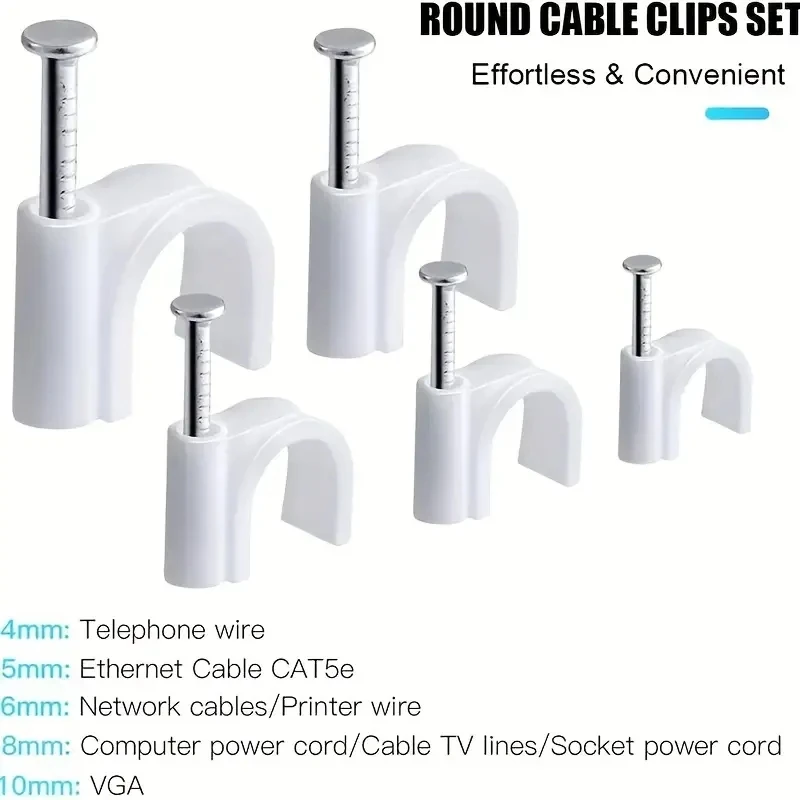Cable Clip 100pcs 4/6/8/10mm Cable Wire Clips Nail In Tacks for Cords