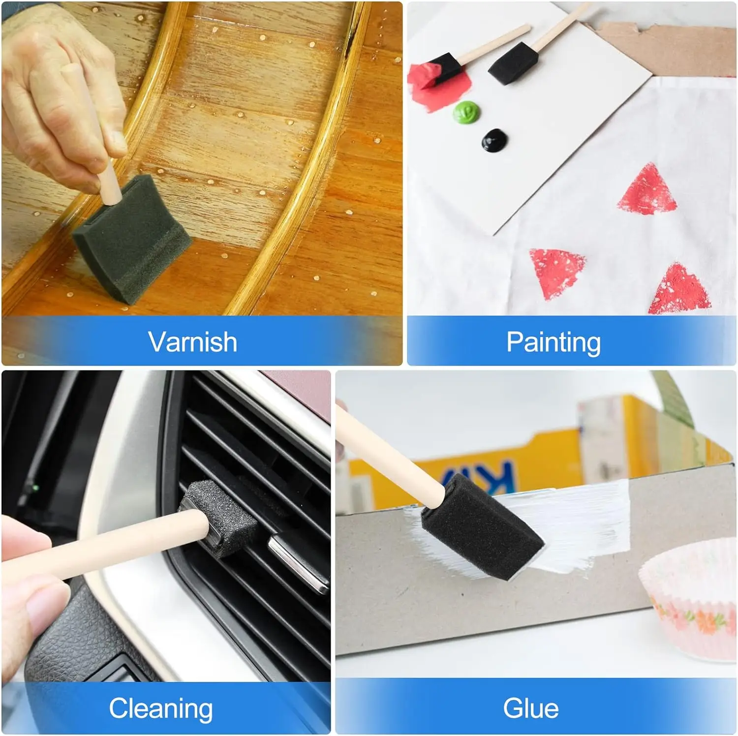 20Pcs Foam Paint Brushes, 1”, 2”, 3" 4”, Sponge Brushes, Sponge Paint Brush, Foam Brushes for Painting, Staining, Paint Sponges 3