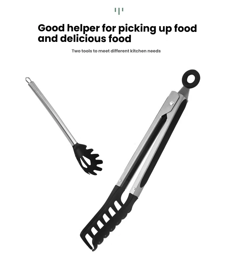 Description Picture 5 of itemNon Scalded Grill Clip And Pasta Fork Pasta Spoon Set Sturdy Toothed Spaghetti Spoon And Food Clip