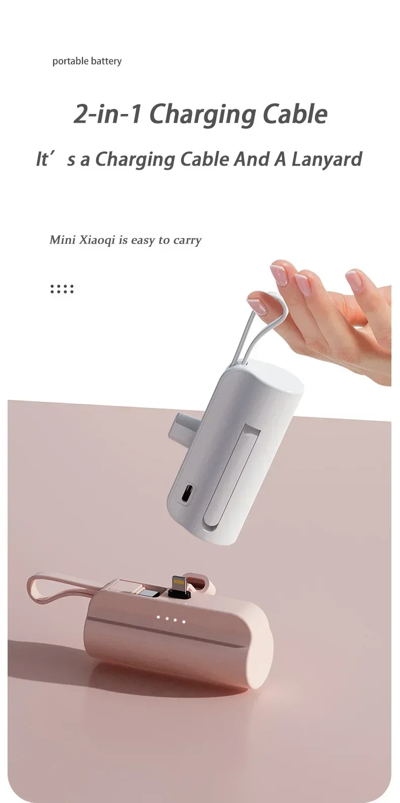 Mini Fast Charger 10000mAh Built-in Cable Portable Power Bank for IPhone Xiaomi Samsung Tye-c/Apple Interface External Battery 9 S2c5e021362c94da6a6b933fa60ecd58cT