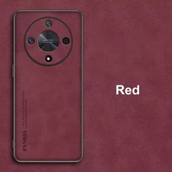 Luxury Sheepskin Leather Retro Back Cover for Magic 6 Lite 5g (Wine Red)