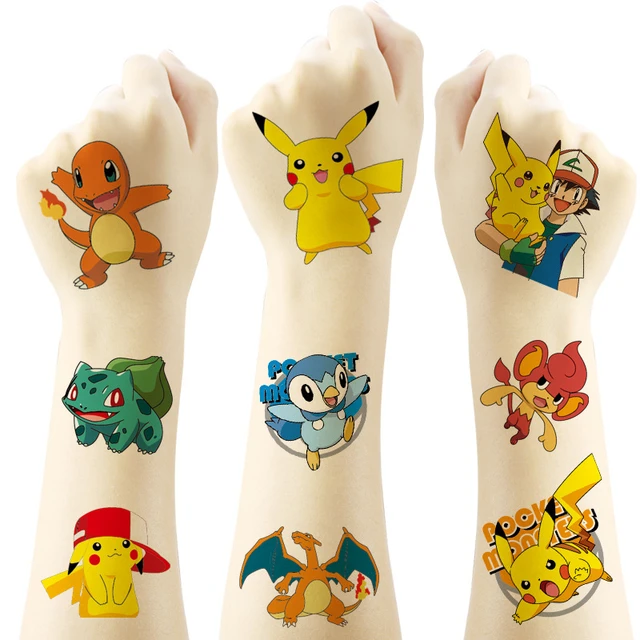 50 pz pokemon Tattoo adesivi Pikachu bambini temporanei usa e getta tatuaggi  finti pasta sul viso braccio gamba per bambini festa regali per bambini -  AliExpress