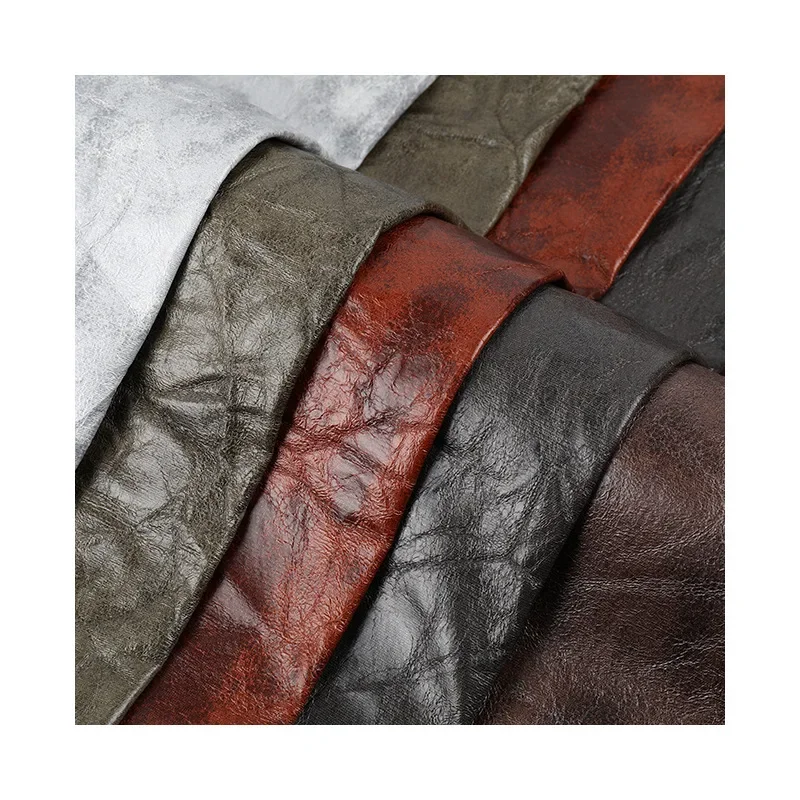 Leather Skirt Fabric Vintage Wrinkle Texture Artificial Leather High-End Feelings Clothing Post-Apocalyptic Style Skins