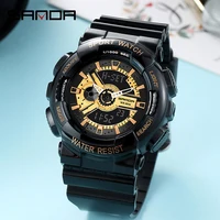 SANDA 292 Luxury Dual Display Womens Wristwatches Digital Quartz Watch for Women Waterproof Sports Countdown Student Reloj Mujer