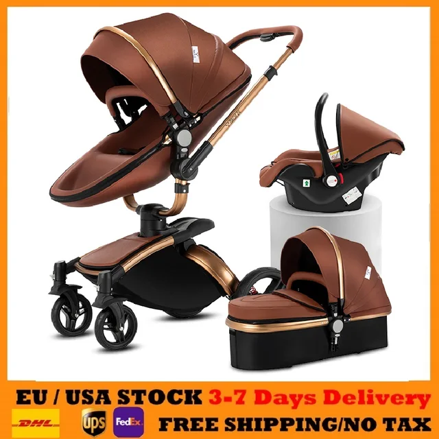 Poussette bébé voiture pour landau pour nouveau-né bébé accessoires bébé Buggy infantile 3 en 1 poussette avec siège auto poussette de luxe 1