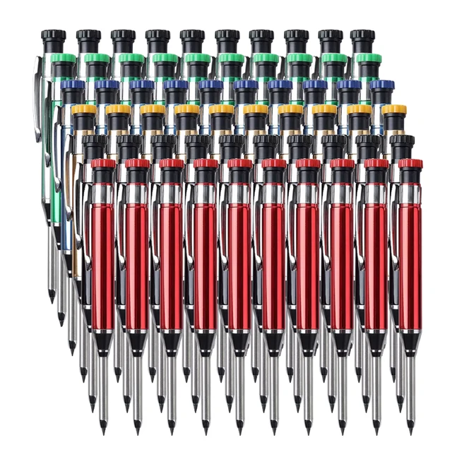 2.8mm Metal Solid Carpenter Mechanical Pencil with Built-in Sharpener, 2B Deep Hole Scriber Marking Tool Woodworking 1