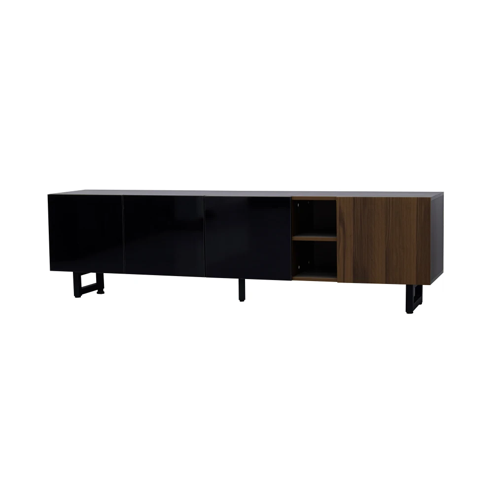 180 x 38 x 50 cm moderner Wohnzimmer-TV-Schrank mit vier Türen, TV-Panel, niedrige TV-Ständer mit Vintage-Holzschnitzerei, einzigartiges Design – Detail 24