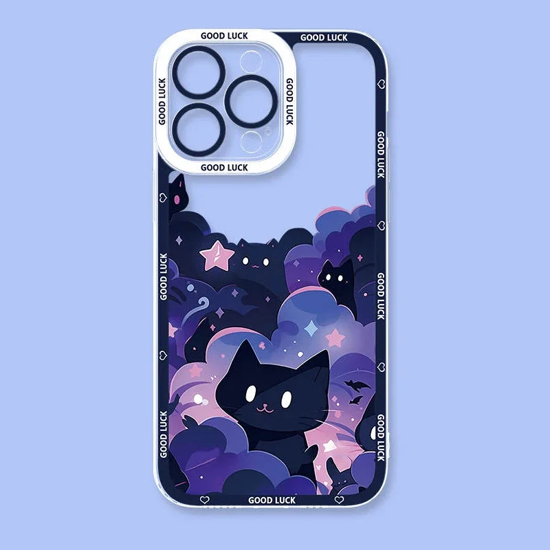 Artistic Starry Night Black Cat Phone Case